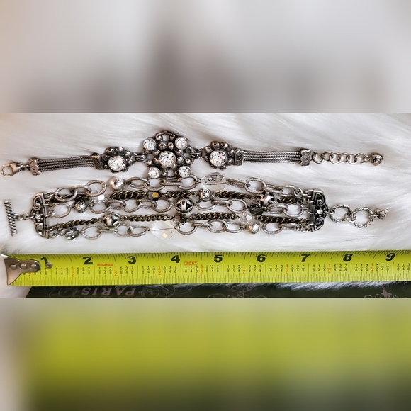 Brighton Set Lot of two Bracelets Multi strand Beads Crystal Silver Chain Bling - Picture 10 of 10